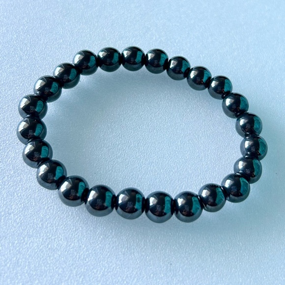 Hematite Bracelet 7” Stretch 8mm Bead Diameter - Picture 3 of 4
